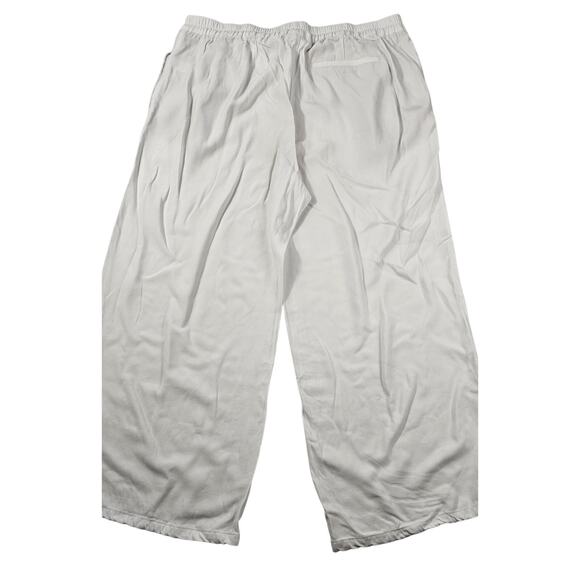 J. Jill white wide leg nude lined pockets sz M pull on pants cropped gaucho EUC - Picture 2 of 10